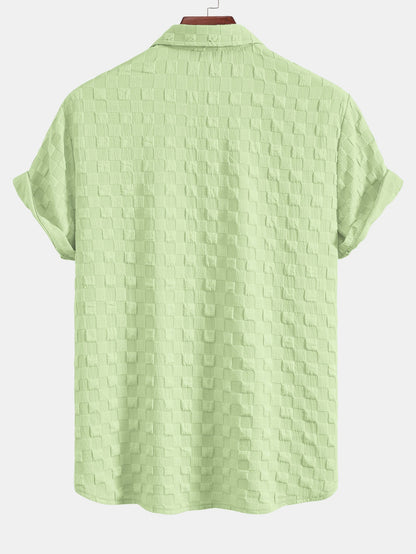 Checkerboard Textured Button Up Shirt