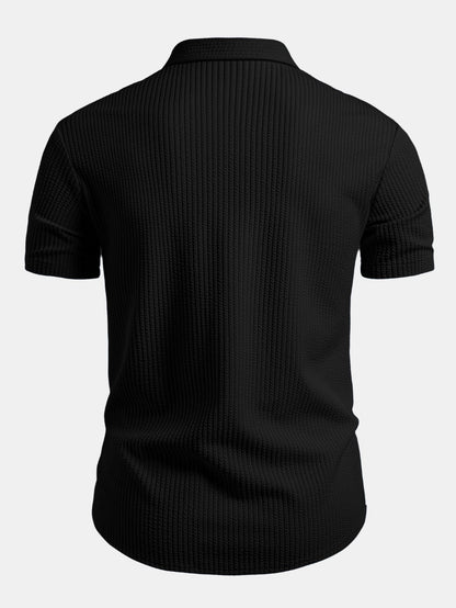 Muscle Fit Ribbed Button Up Shirt