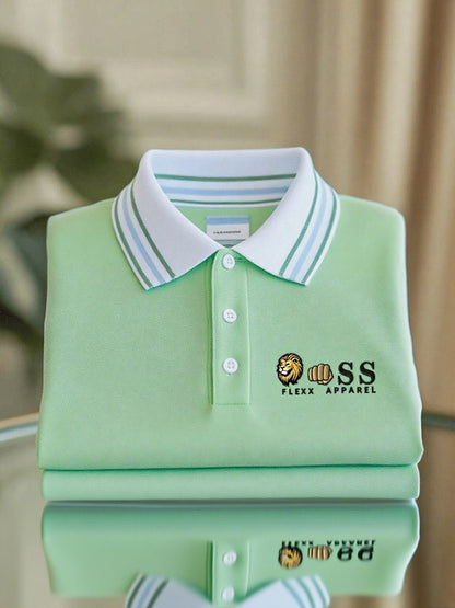 Men's Business Casual Printed Short Sleeve Polo Shirt