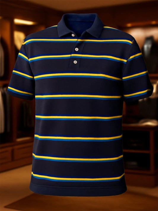 Men's Business Casual Button Short Sleeve Polo Shirt