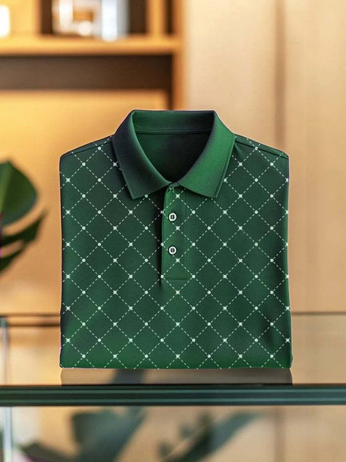 Men's Business Casual Logo Button Short Sleeve Polo Shirt