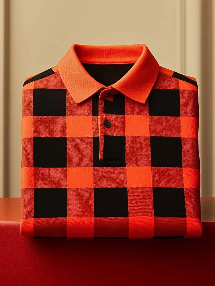 Men's Classic Business Logo Button Short Sleeve Polo Shirt