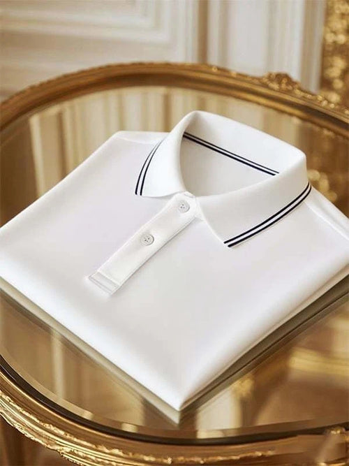 Men's Classic Business Logo Button Short Sleeve Polo Shirt