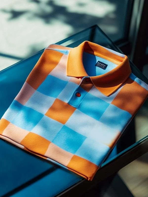 Men's Classic Business Logo Button Short Sleeve Polo Shirt