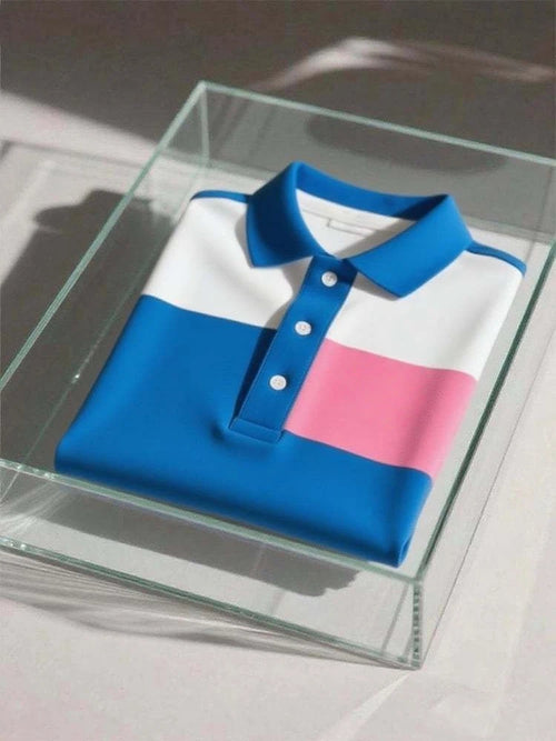 Men's Business Casual Logo Button Short Sleeve Polo Shirt