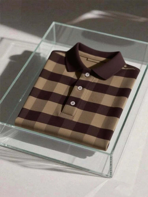 Men's Business Casual Logo Button Short Sleeve Polo Shirt