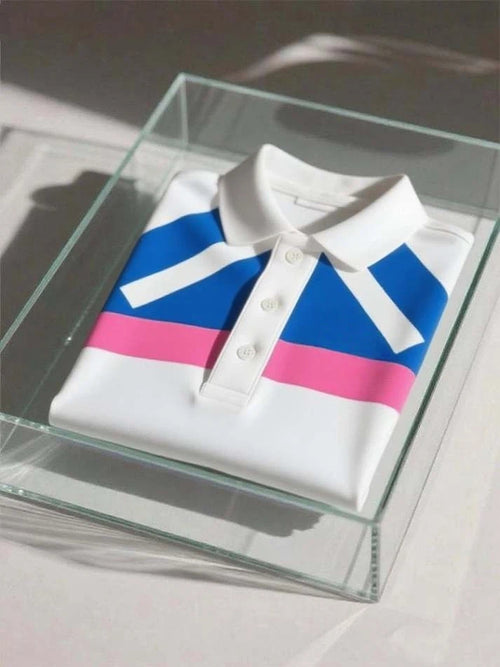 Men's Business Casual Logo Button Short Sleeve Polo Shirt