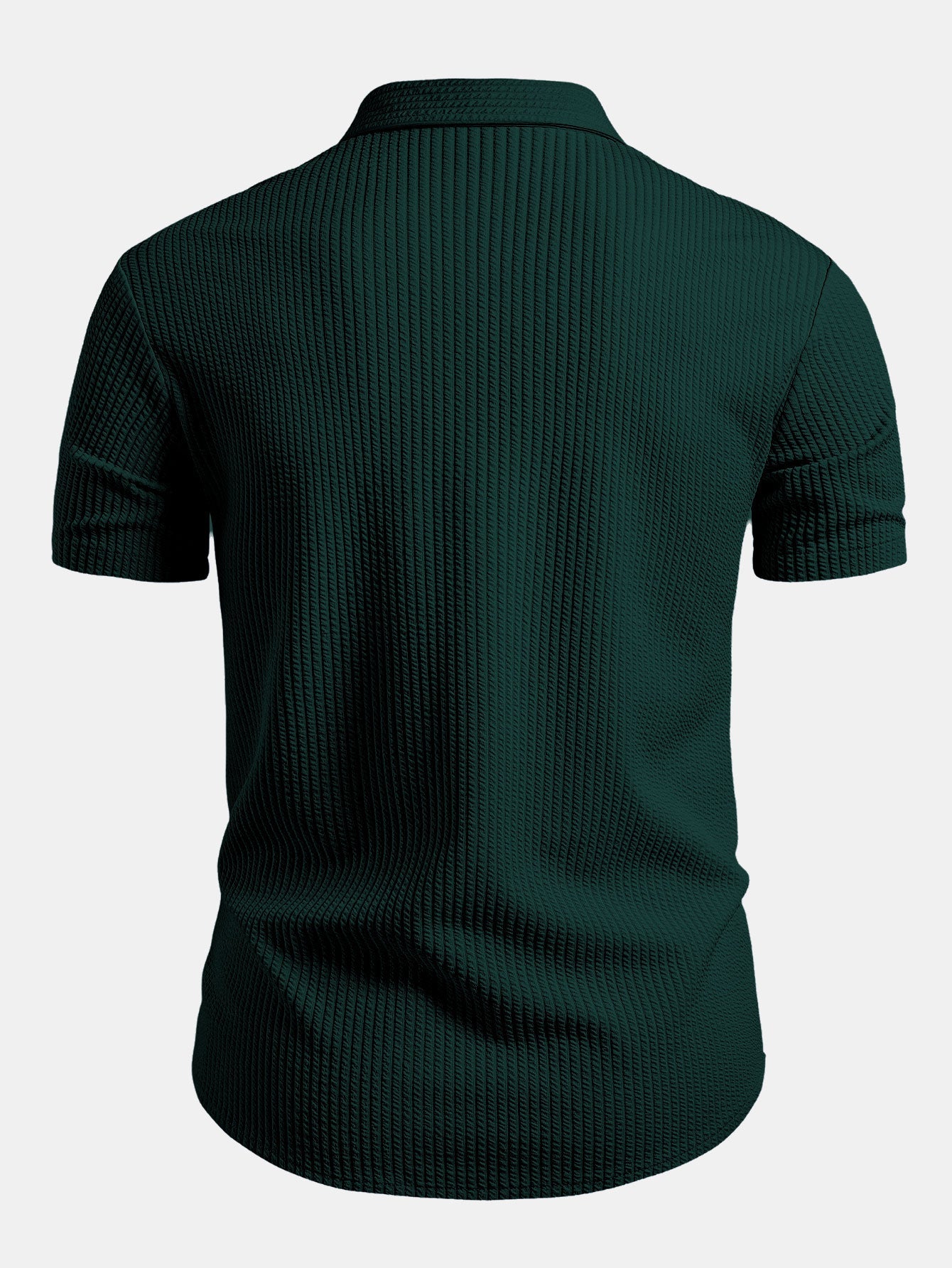 Muscle Fit Ribbed Button Up Shirt