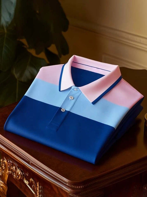Men's Classic Business Logo Button Short Sleeve Polo Shirt