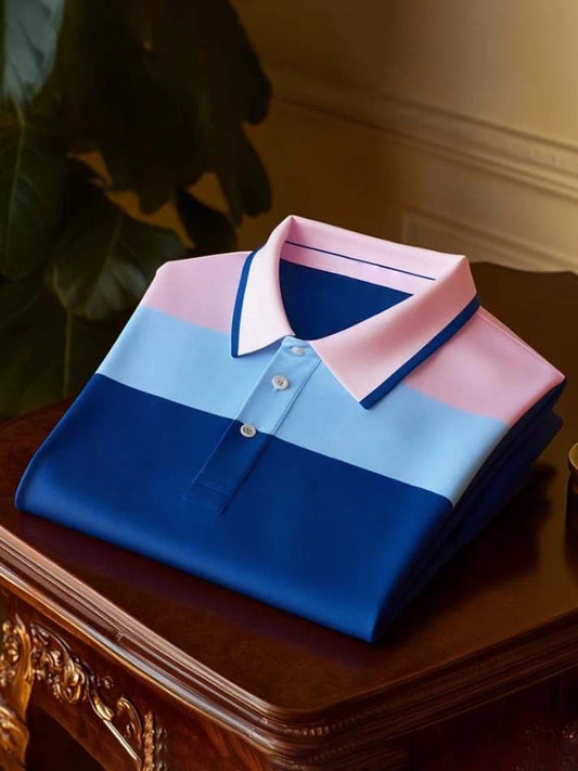 Men's Classic Business Logo Button Short Sleeve Polo Shirt