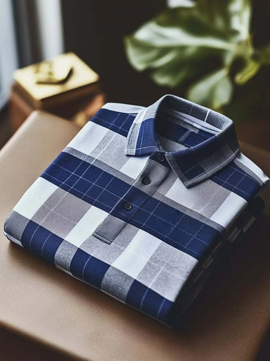 Men's Classic Business Logo Button Short Sleeve Polo Shirt