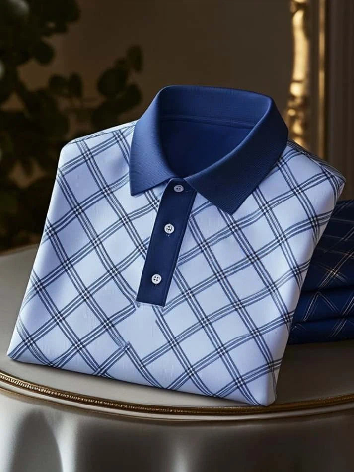 Men's Classic Business Logo Button Short Sleeve Polo Shirt