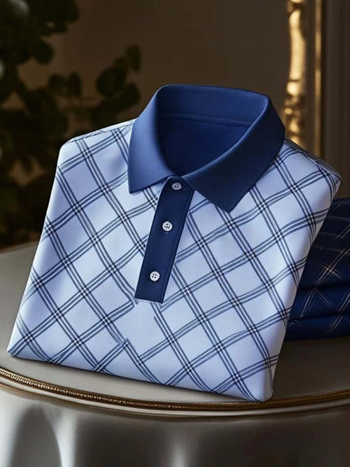 Men's Classic Business Logo Button Short Sleeve Polo Shirt