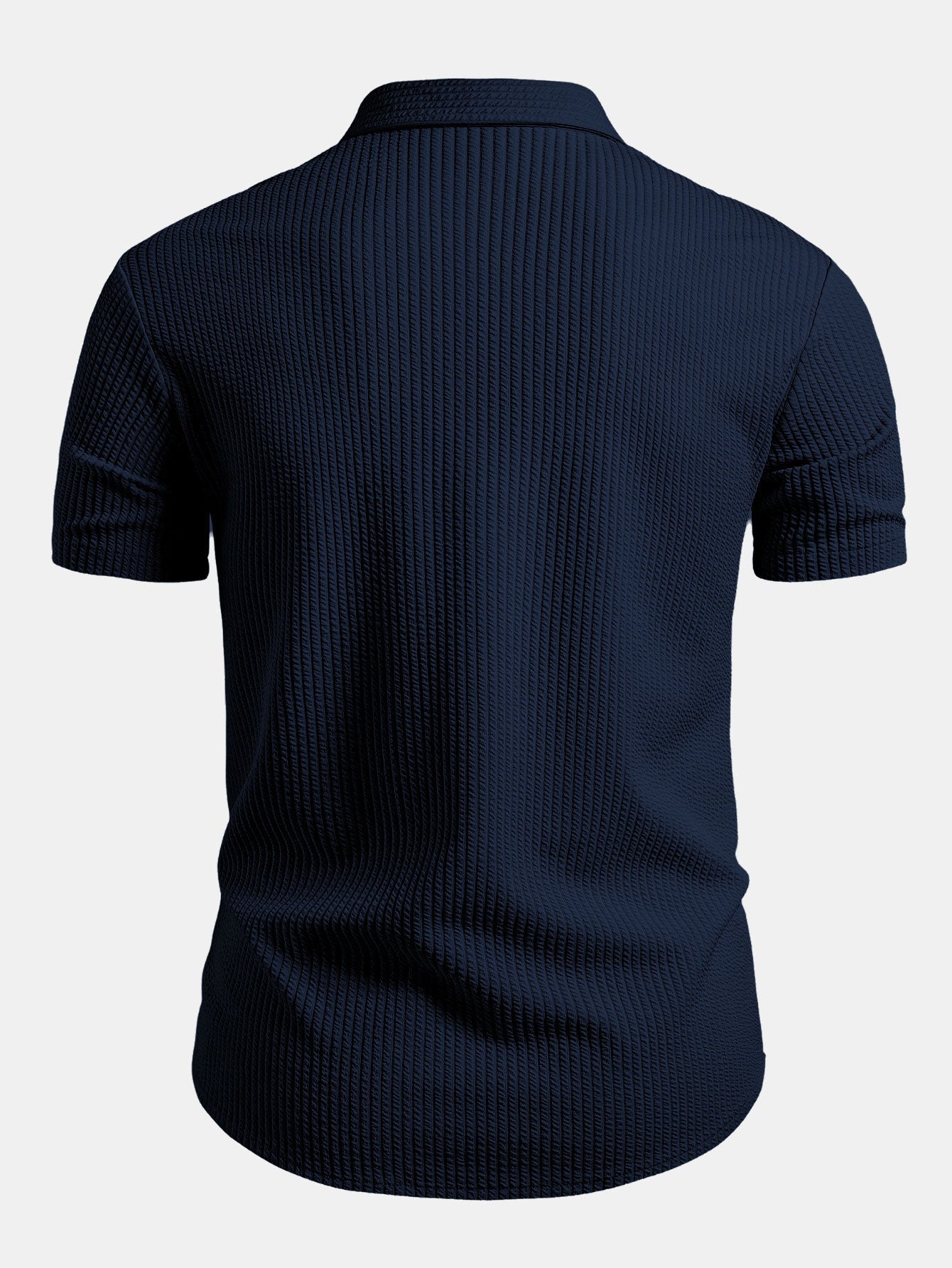 Muscle Fit Ribbed Button Up Shirt