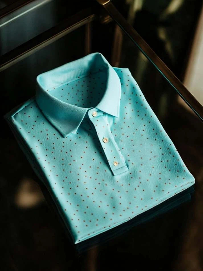 Men's Business Casual Logo Button Short Sleeve Polo Shirt