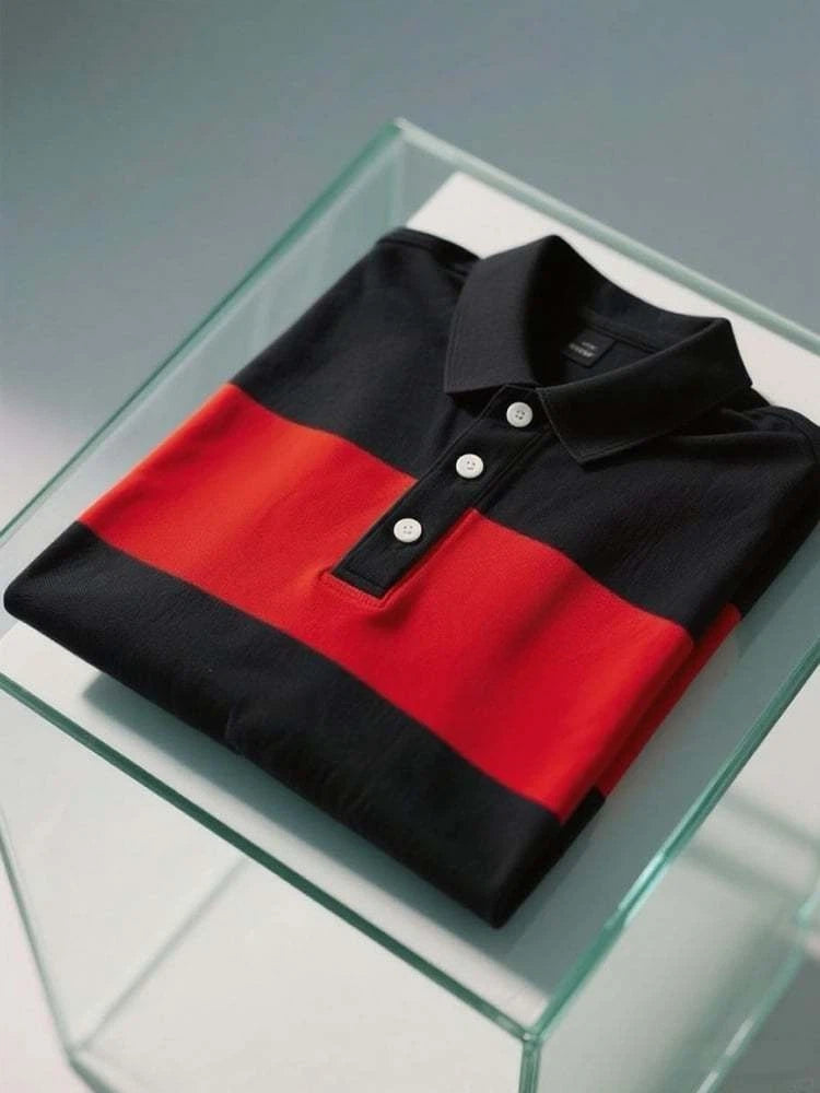 Men's Business Casual Logo Button Short Sleeve Polo Shirt