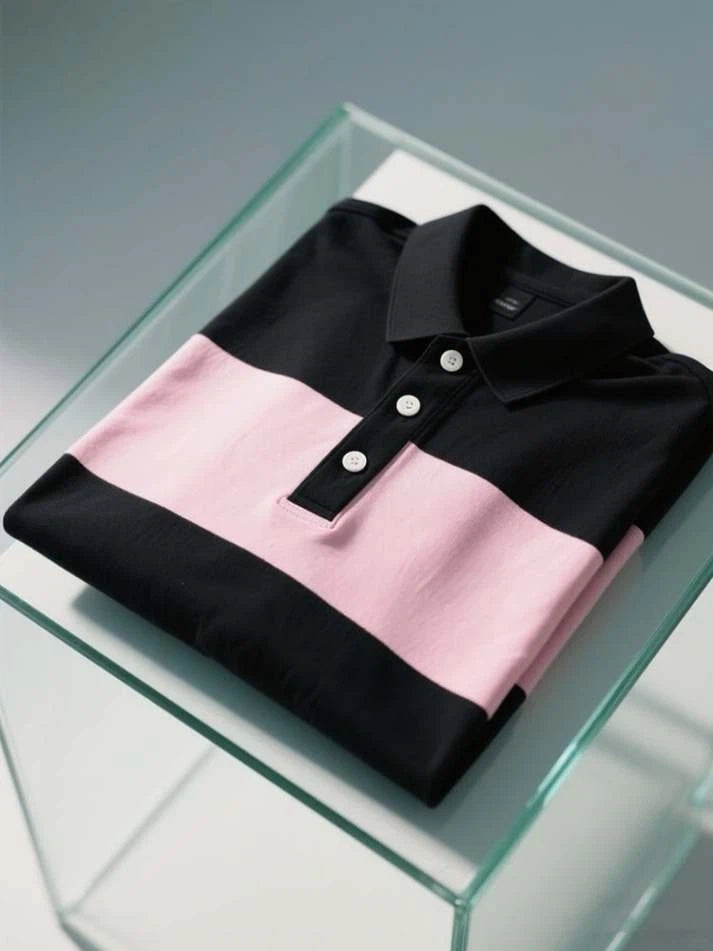 Men's Business Casual Logo Button Short Sleeve Polo Shirt