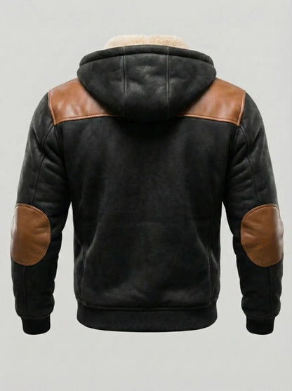 Men's Vintage Suede Splicing Warm Multi-Pocket Outdoor Jacket