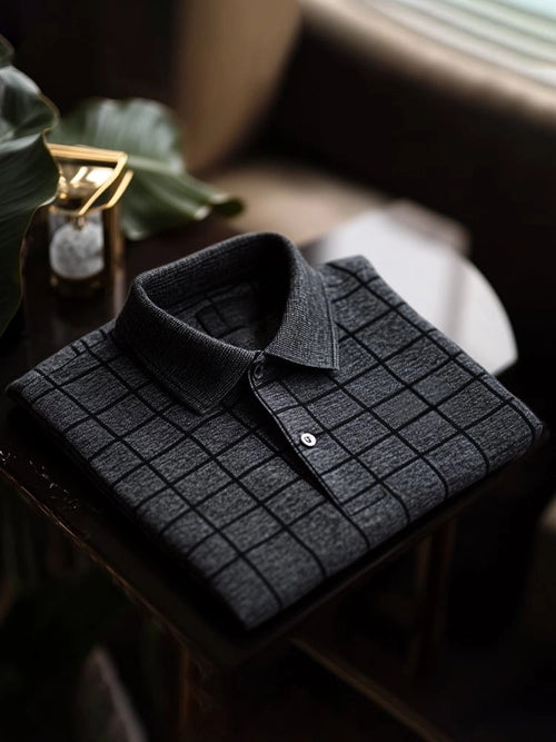 Men's Classic Business Logo Button Short Sleeve Polo Shirt