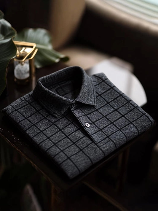 Men's Classic Business Logo Button Short Sleeve Polo Shirt