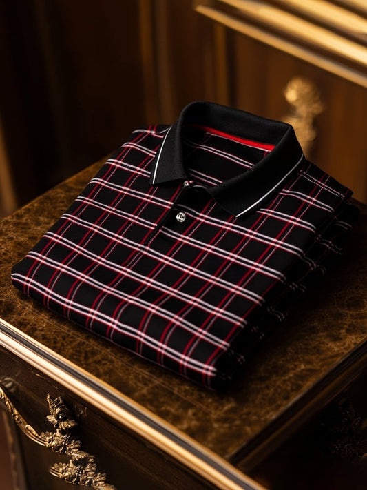 Men's Classic Business Logo Button Short Sleeve Polo Shirt