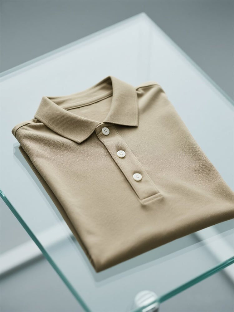 Men's Business Casual Logo Button Short Sleeve Polo Shirt