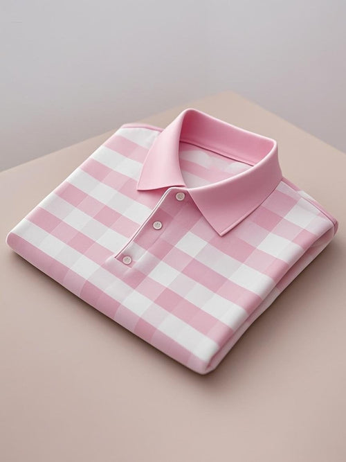 Men's Business Casual Logo Button Short Sleeve Polo Shirt