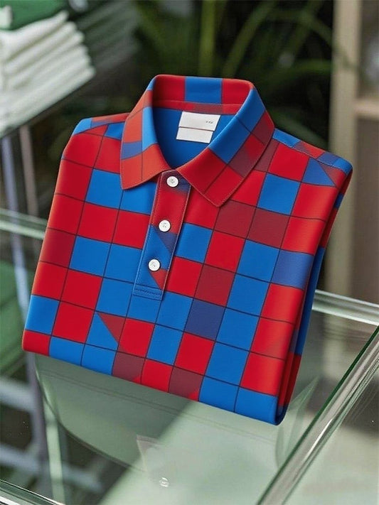 Men's Business Casual Logo Button Short Sleeve Polo Shirt