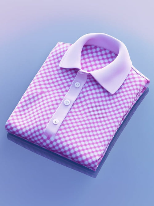 Men's Business Casual Plaid Logo Button Short Sleeve Polo Shirt