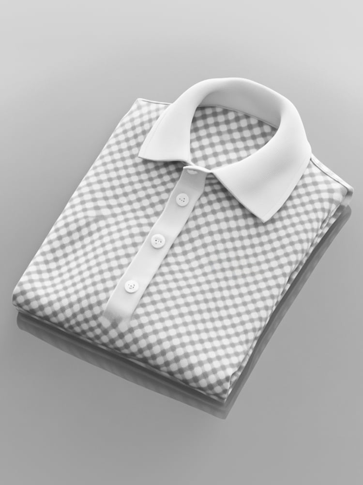 Men's Business Casual Plaid Logo Button Short Sleeve Polo Shirt