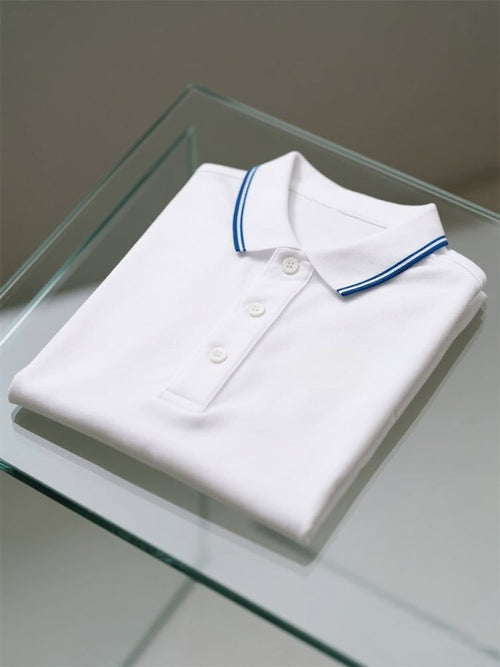 Men's Business Casual Logo Button Short Sleeve Polo Shirt