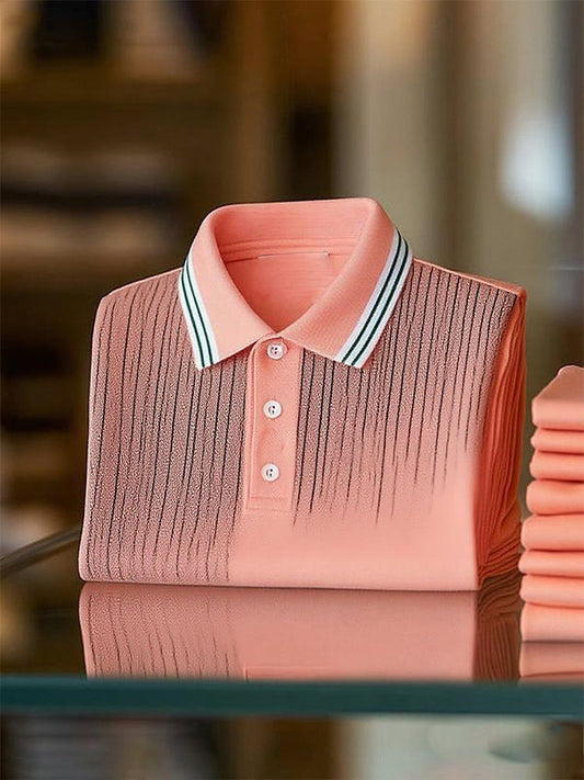 Men's Business Casual Logo Button Short Sleeve Polo Shirt