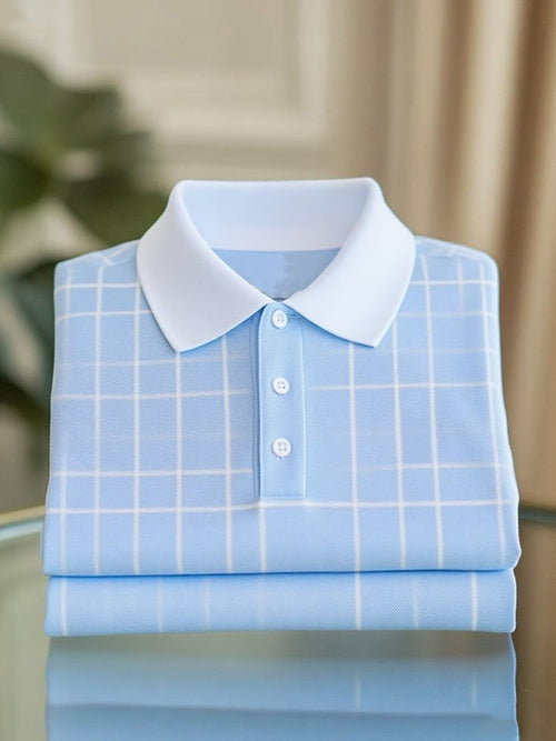 Men's Business Casual Logo Button Short Sleeve Polo Shirt