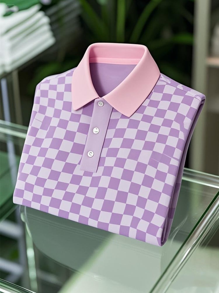 Men's Business Casual Logo Button Short Sleeve Polo Shirt