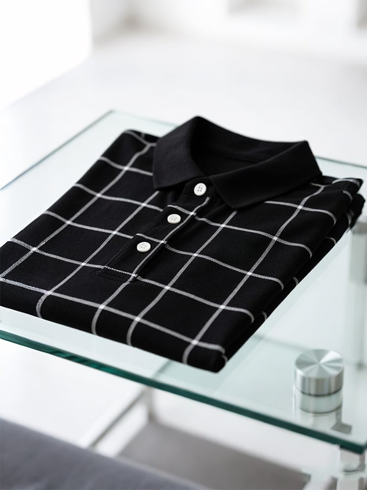 Men's Business Casual Logo Button Short Sleeve Polo Shirt