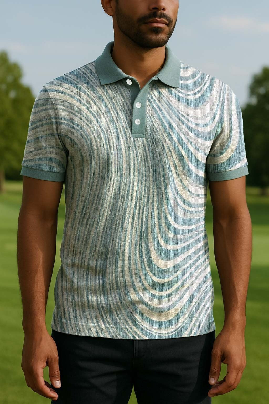 Men's Classic Business Old Money Button Short Sleeve Polo Shirt