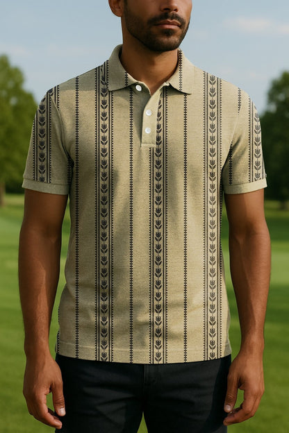 Men's Classic Business Old Money Button Short Sleeve Polo Shirt