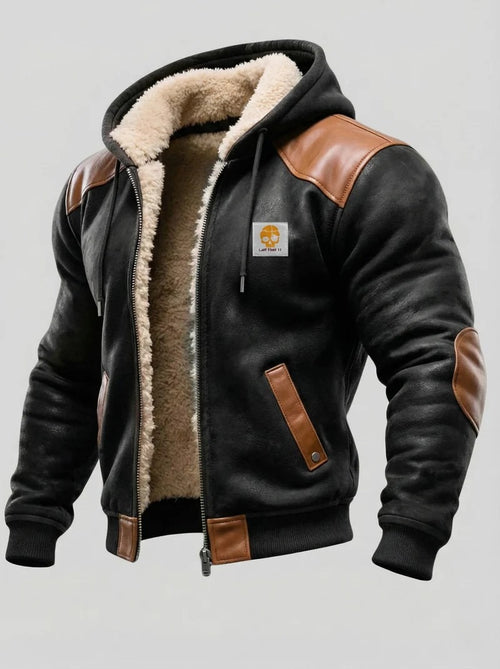 Men's Vintage Suede Splicing Warm Multi-Pocket Outdoor Jacket