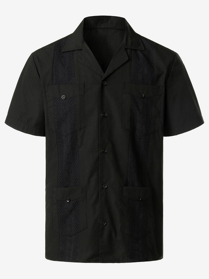 Men's Solid Color Cotton Short Sleeve Shirt