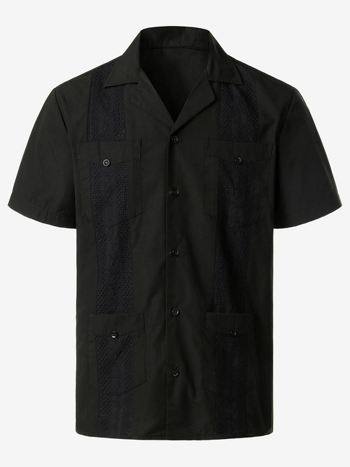 Men's Solid Color Cotton Short Sleeve Shirt