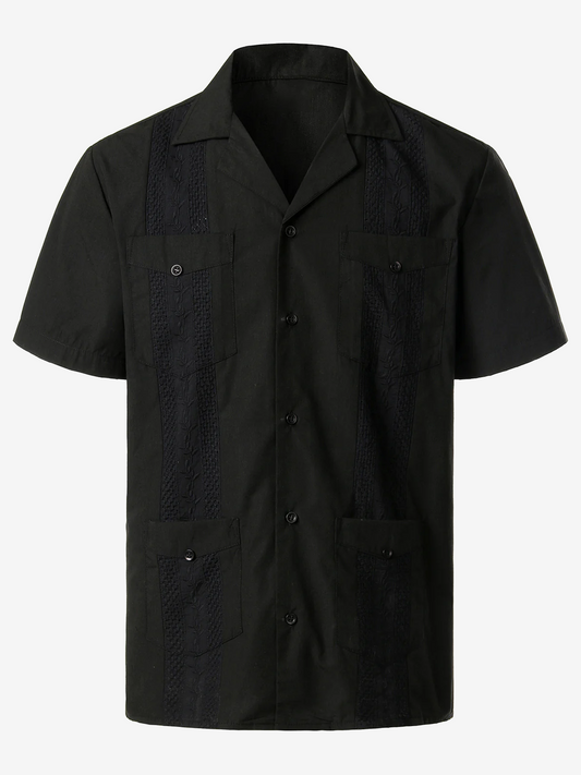 Men's Solid Color Cotton Short Sleeve Shirt