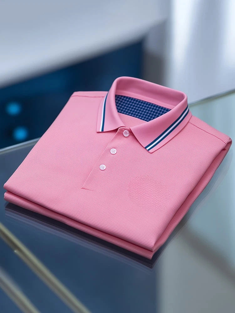 Men's Classic Business Logo Button Short Sleeve Polo Shirt