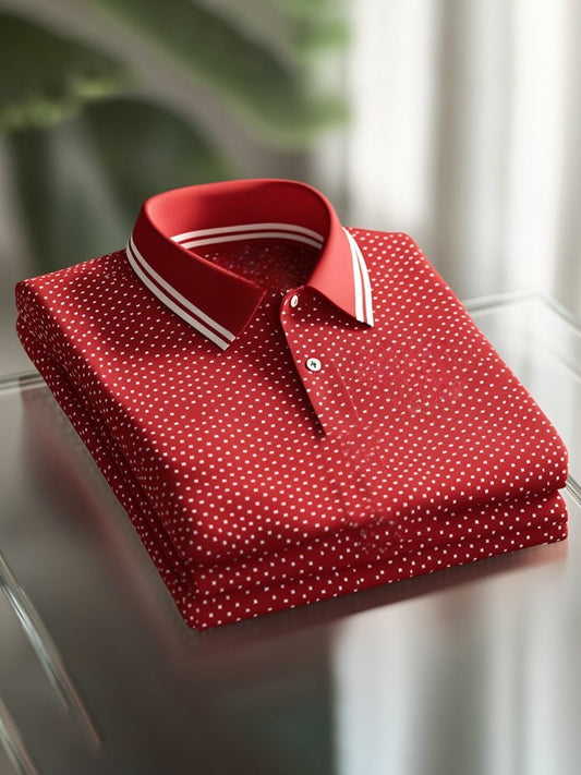 Men's Classic Business Logo Button Short Sleeve Polo Shirt