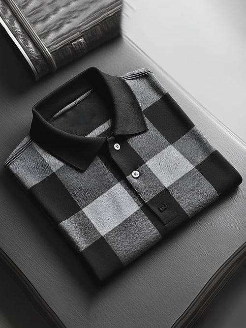 Men's Classic Business Logo Button Short Sleeve Polo Shirt