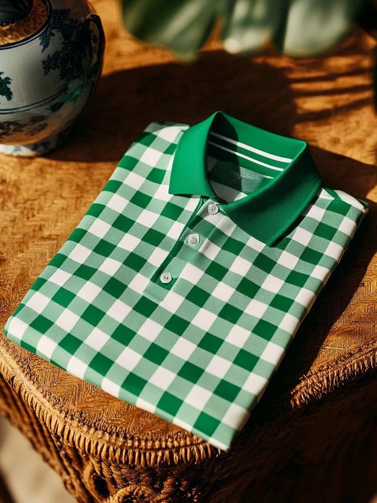 Men's Classic Business Logo Button Short Sleeve Polo Shirt