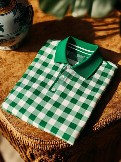 Men's Classic Business Logo Button Short Sleeve Polo Shirt
