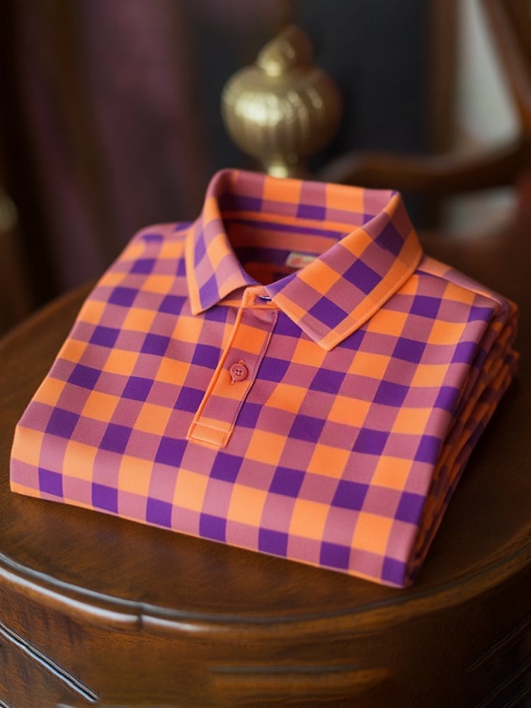 Men's Classic Business Logo Button Short Sleeve Polo Shirt