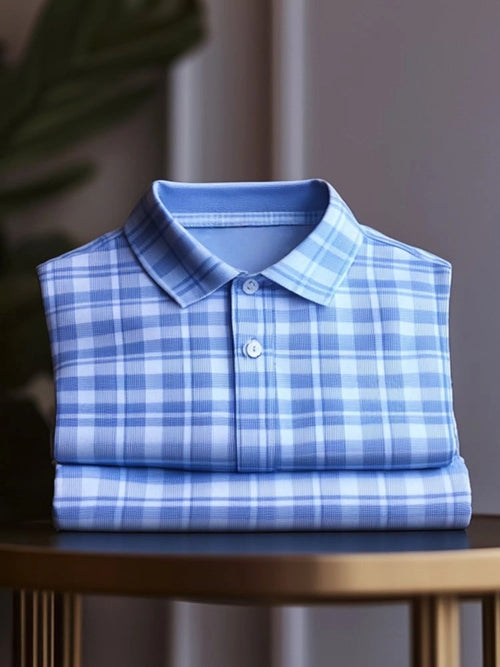 Men's Classic Business Logo Button Short Sleeve Polo Shirt