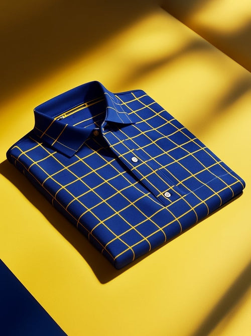Men's Classic Business Logo Button Short Sleeve Polo Shirt
