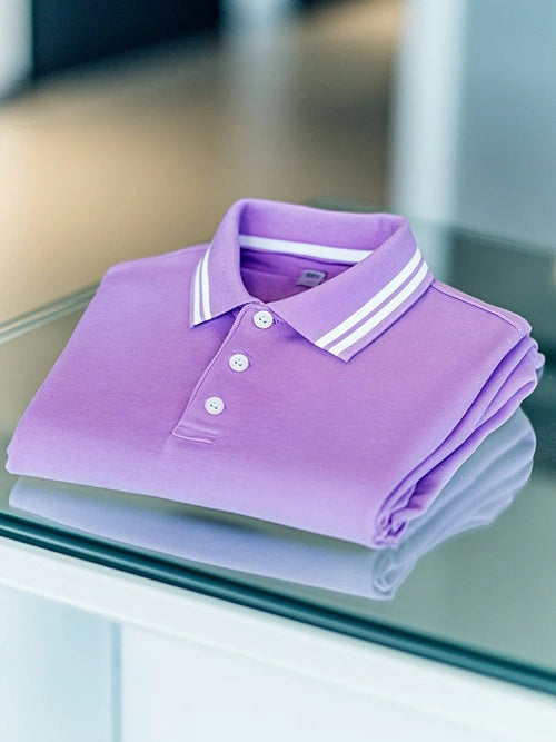 Men's Business Casual Logo Button Short Sleeve Polo Shirt